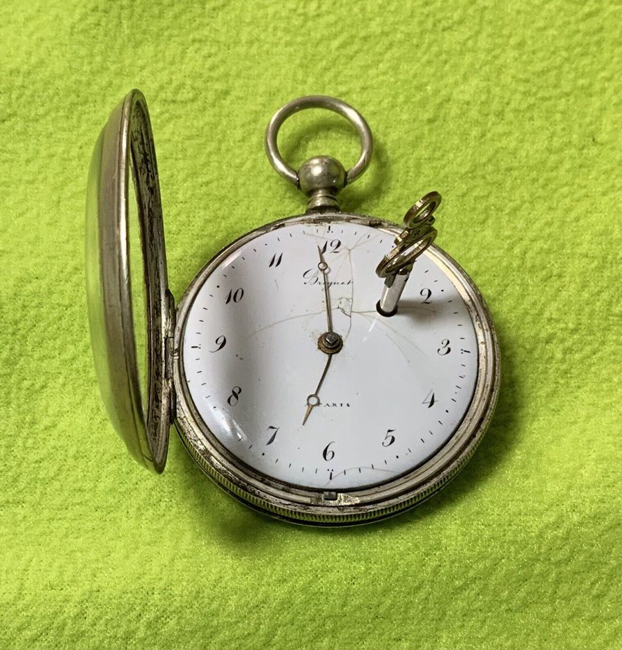 ANTIQUE BREGUET PARIS VERGE FUSEE POCKET WATCH WITH KEY CIRCA EARLY 1800'S