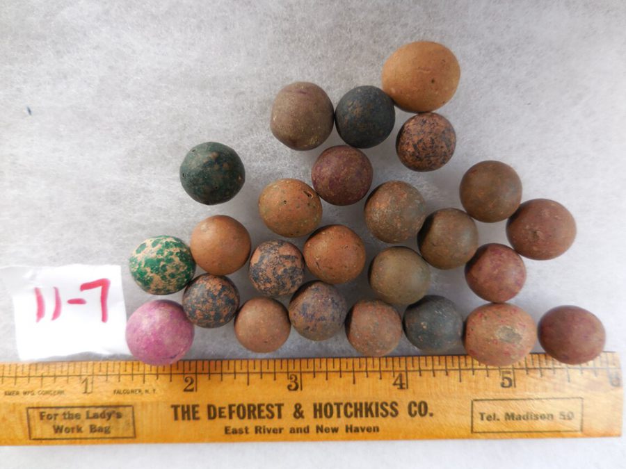 Antique 1800s Clay Marbles 25 Count Different Colors and Sizes Lot