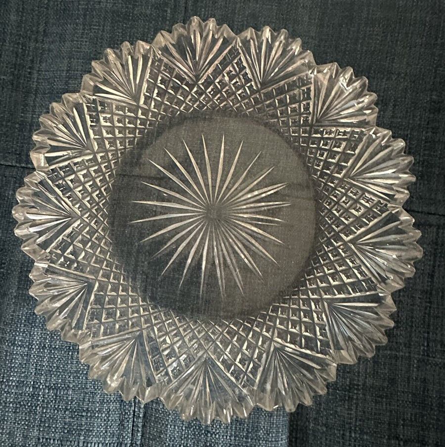 Antique American Brilliant Strawberry Diamond Fan Plate