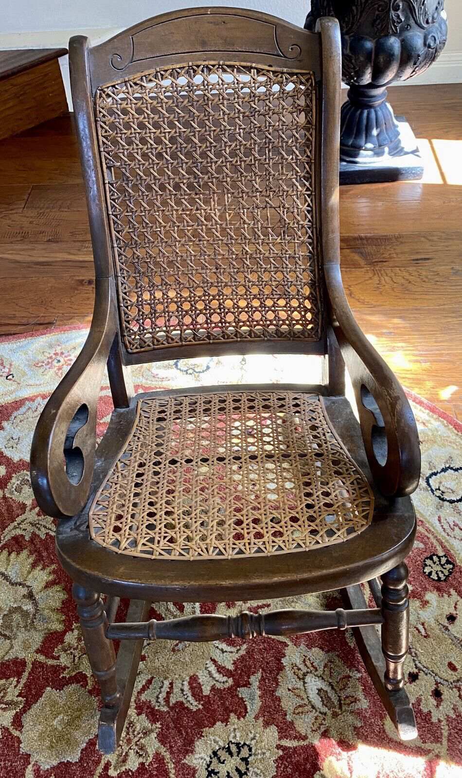 Antique Lincoln Child’s Rocking Chair Rocker Cane c1800’s