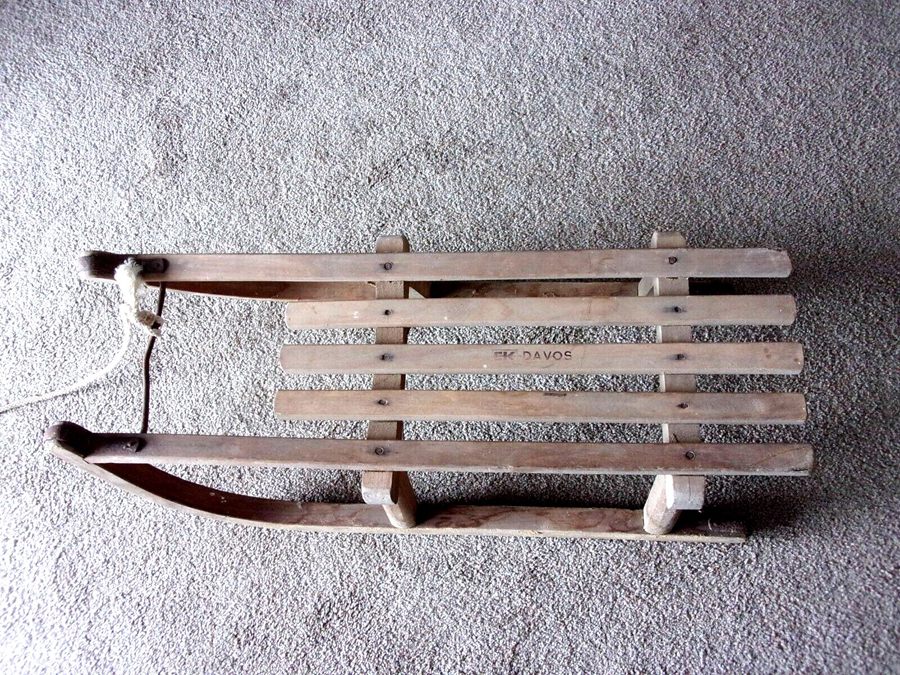 Antique Primitive Davos wooden sled