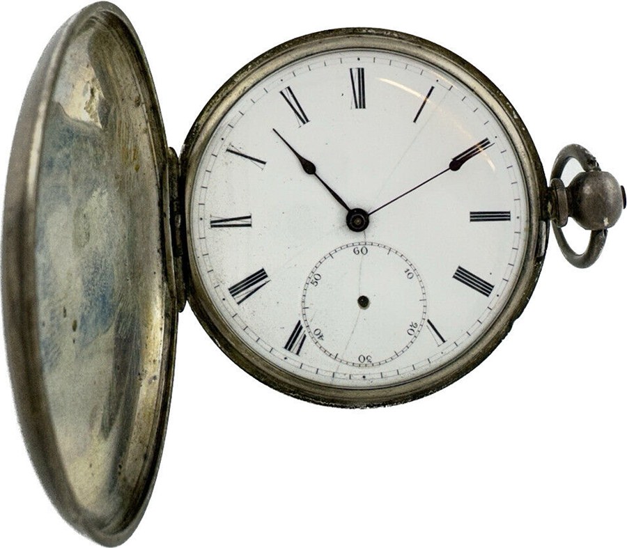 Antique Tissot&Co. Locle Key Wind Hunter Pocket Watch Sterling Silver Incomplete