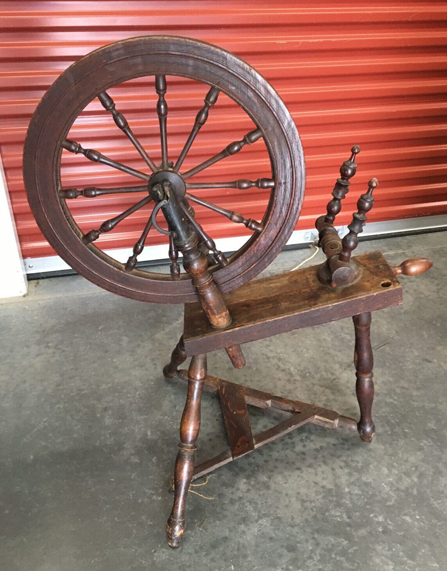 Antique Wooden Primitive FLAX Spinning Wheel