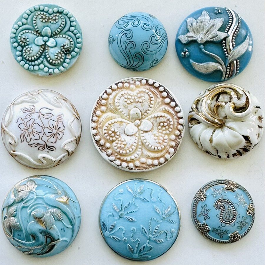 Blue and White Glass Buttons