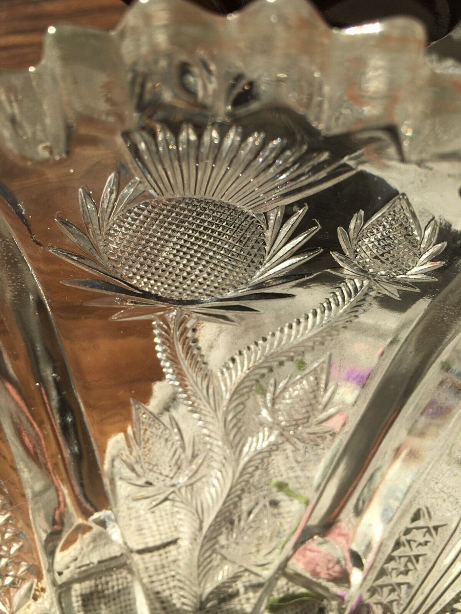 Cut glass bowl thistle design
