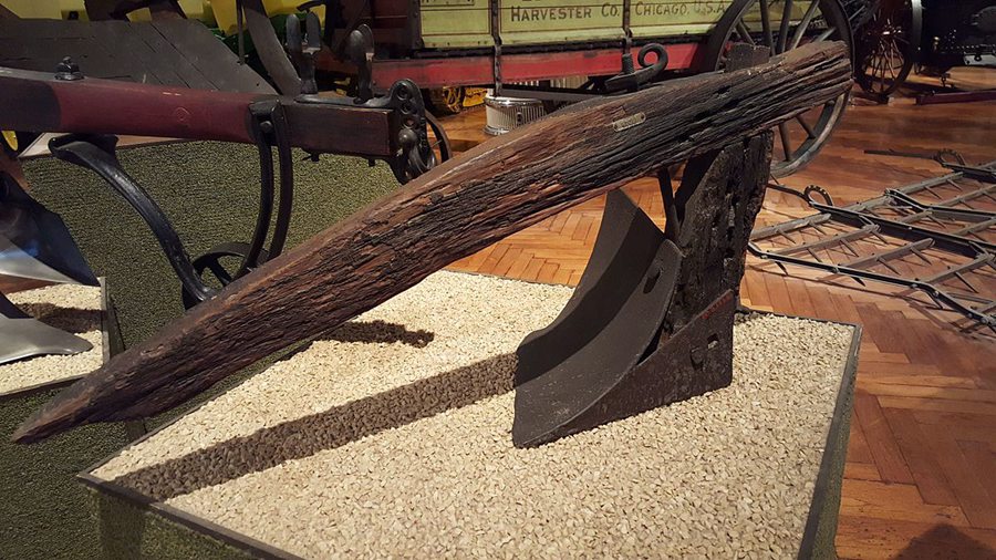 Early John Deere plow, circa 1845, made in Grand Detour, Illinois, displayed at The Henry Ford Museum