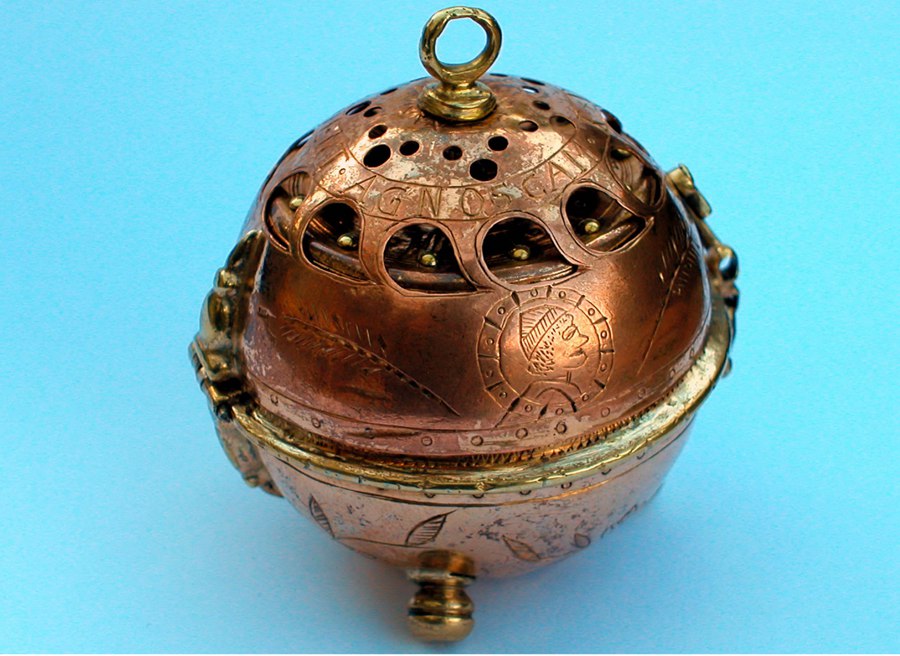 Fire-gilded pomander watch from 1505 probably made by Henlein, one of the earliest existing examples of a watch.
