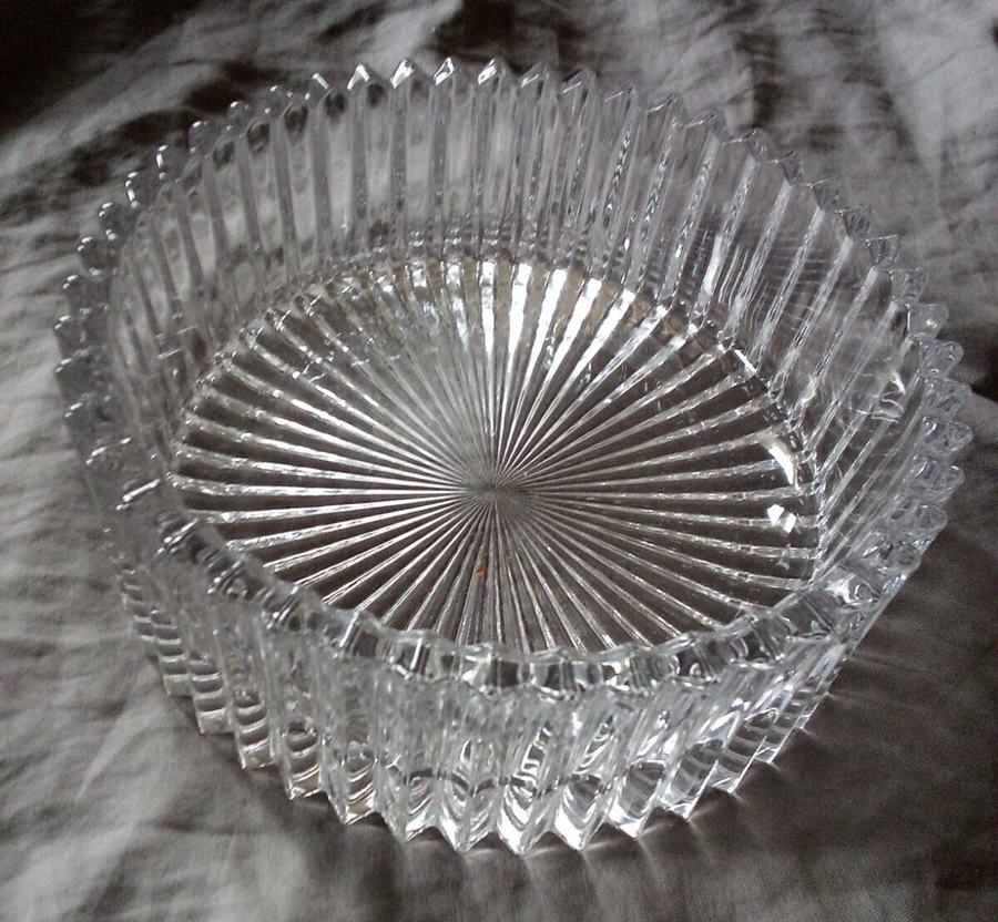 Heavy Thick Clear Glass Bowl Round Fluted