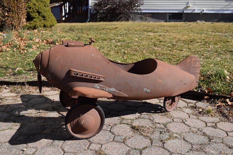 Original Antique 1940s Murray Steelcraft Pursuit Airplane Pedal Car Metal AS-IS