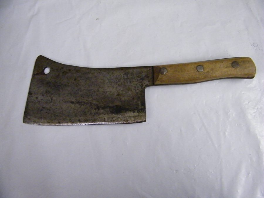 Vintage Briddell Solid Steel Butcher Meat Cleaver 8" Blade Made In USA