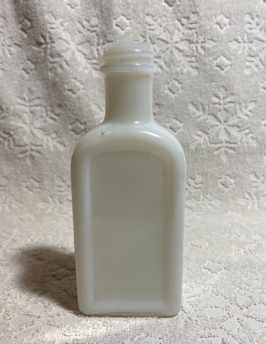 Vintage Hazel Atlas Marked Opal-White Milk-Glass Apothecary-Medicine Bottle